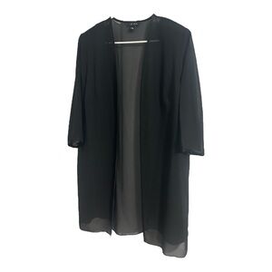 LE BOS Women’s Sheer Open Front Top – Black – Size 14